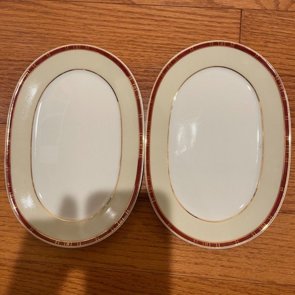 2 Vintage M. P. G. MPG German Porcelain Oval Serving Plates Platters